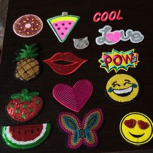 14 pcs Iron on patches emoji fruits butterfly